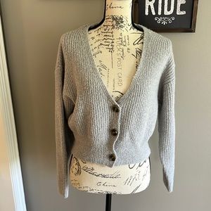 EUC Forever21 Shaker Knit Cropped Cardigan, gray, large
